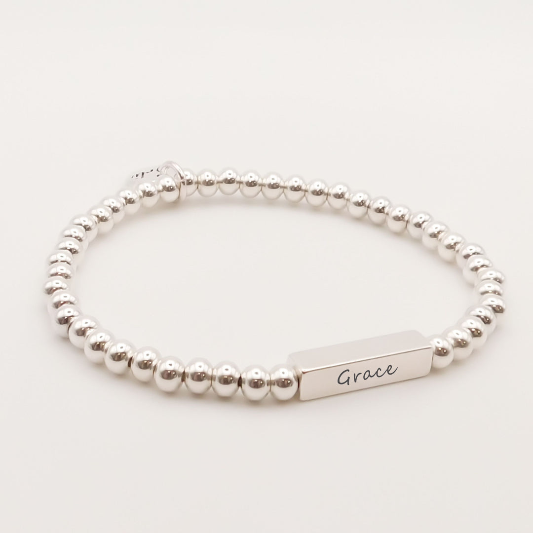 Zara Engravable Bar Personalised Beads Bracelet