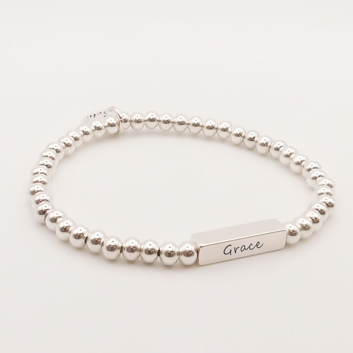 Zara Engravable Bar Personalised Beads Bracelet