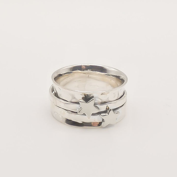 Sterling Silver Spinner Ring with Silver Stars