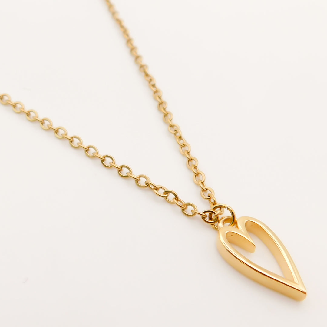 Open Heart Fine Chain Necklace, Gold