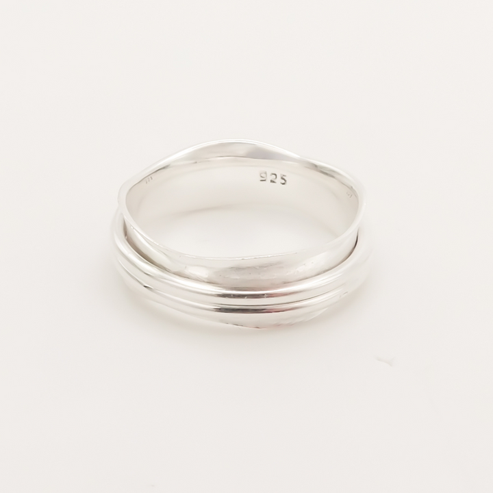 Sterling Silver Spinner Ring with Wave Band