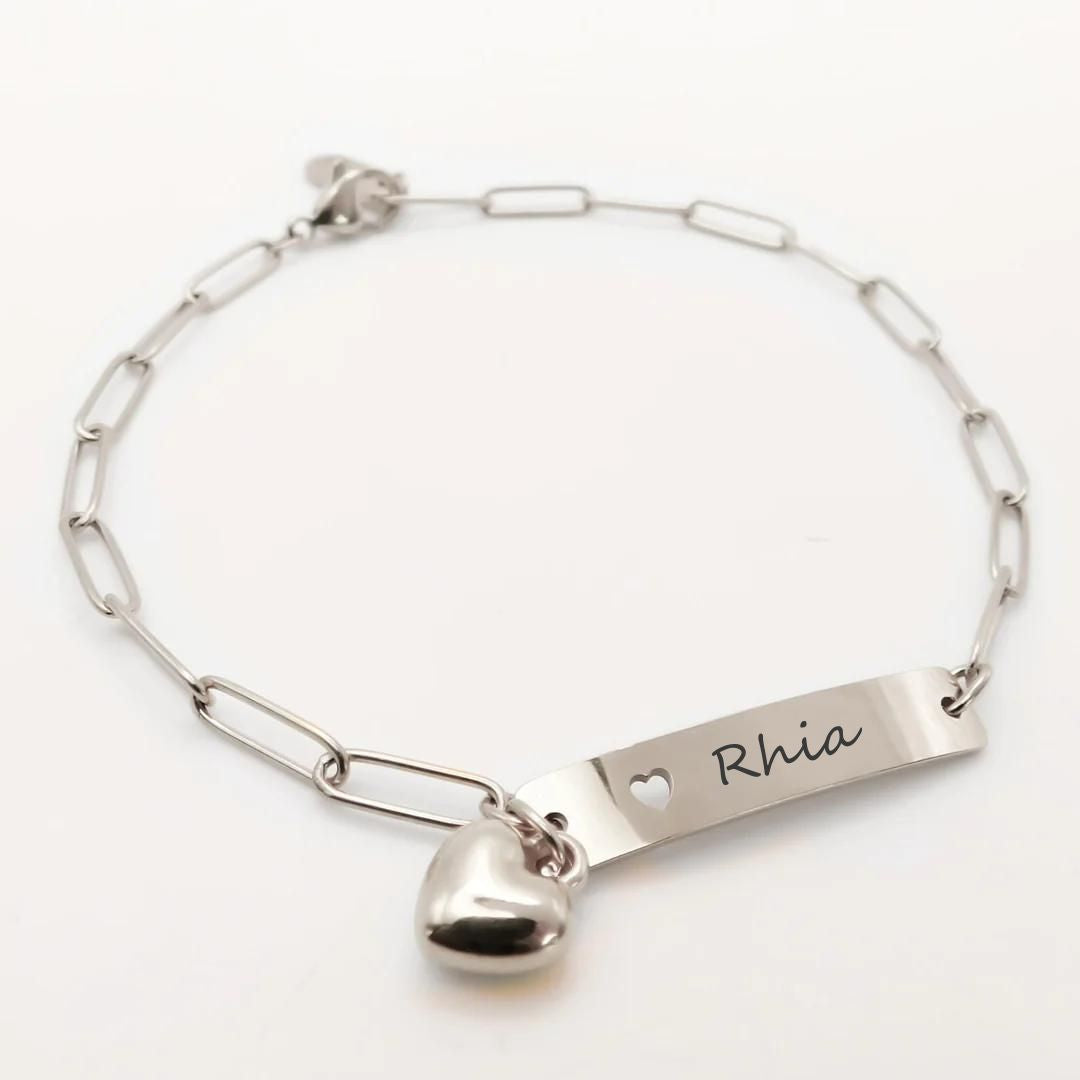 Lola Personalised Engravable Bar Bracelet, Silver
