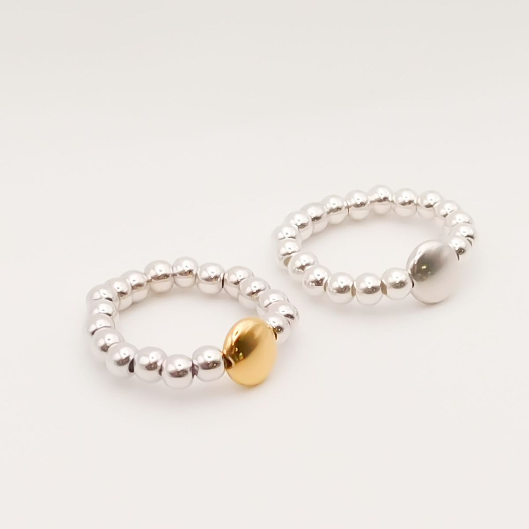 Flash Sale, Disc Beaded Ring Silver or Gold