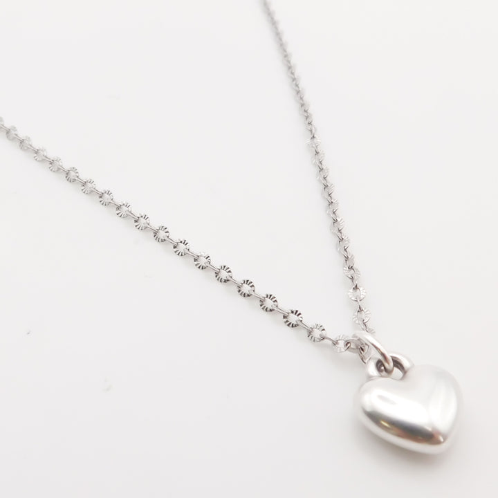 Puffed Heart Fine Chain Necklace