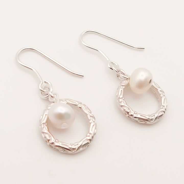 Sterling Silver Lottie Pearl Hook Earrings
