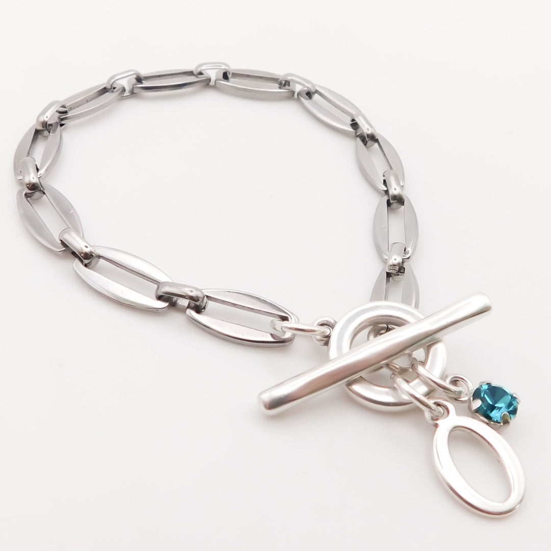 Initial & Birthstone Personalised Long Link Bracelet