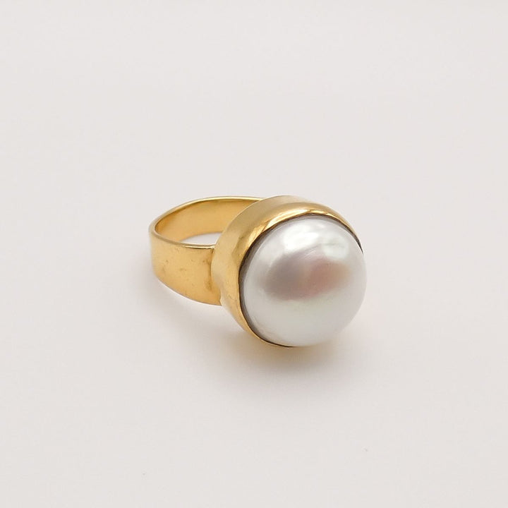 Flash Sale, Sterling Silver Fresh Water Pearl Ring, Gold