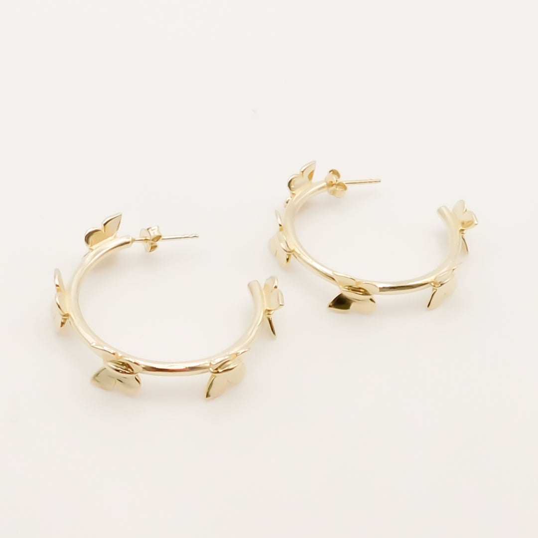 Flash Sale, Sterling Silver Caria Butterfly Hoops, Gold