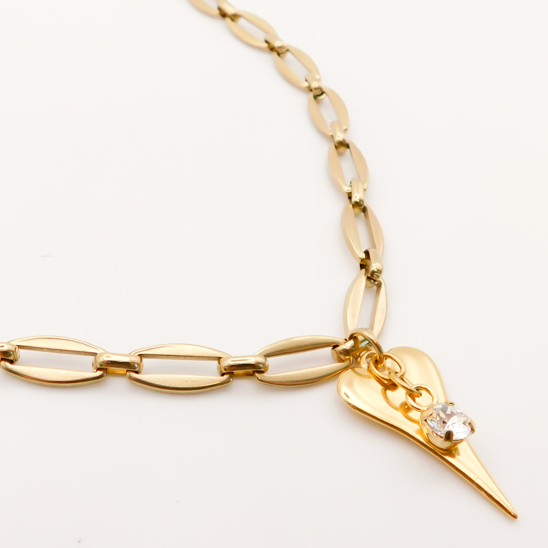 Hourglass and Birthstone Long Link Necklace, Gold