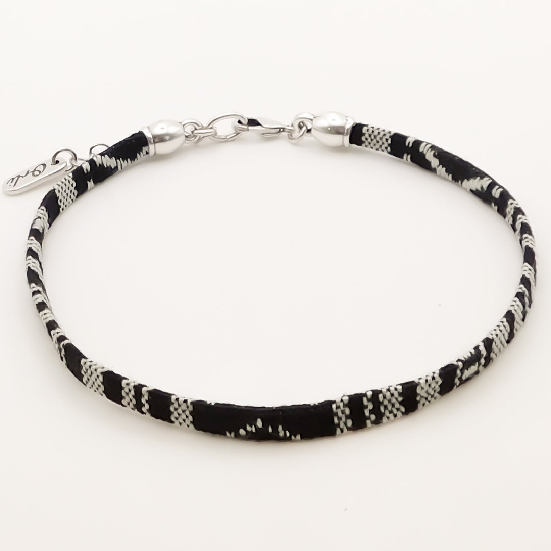Flash Sale, Black and White Friendship Anklet, Silver
