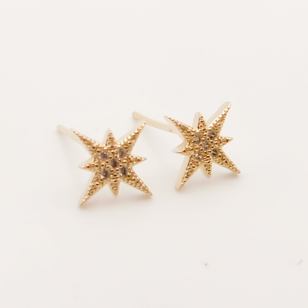 Flash Sale, Crystal Starburst Stud Earrings, Gold