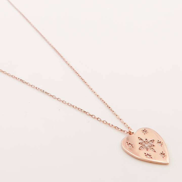 Flash Sale, Sterling Silver Fine Chain With Crystal Heart, Rose Gold