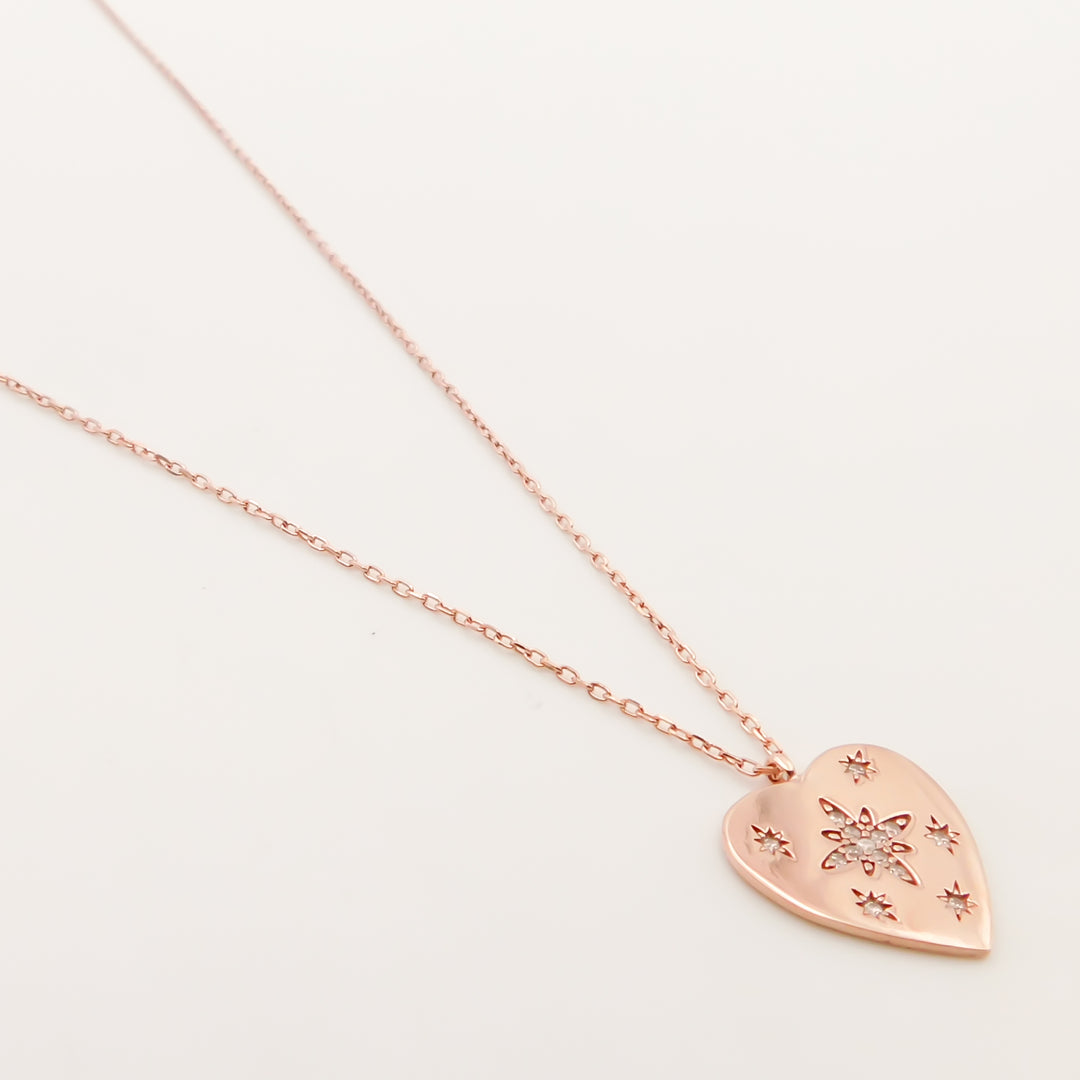 Flash Sale, Sterling Silver Fine Chain With Crystal Heart, Rose Gold