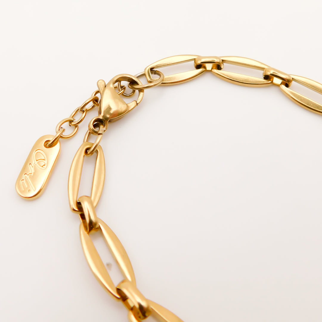 Flash Sale, Azure- Long Link Bracelet with Crystal, Gold