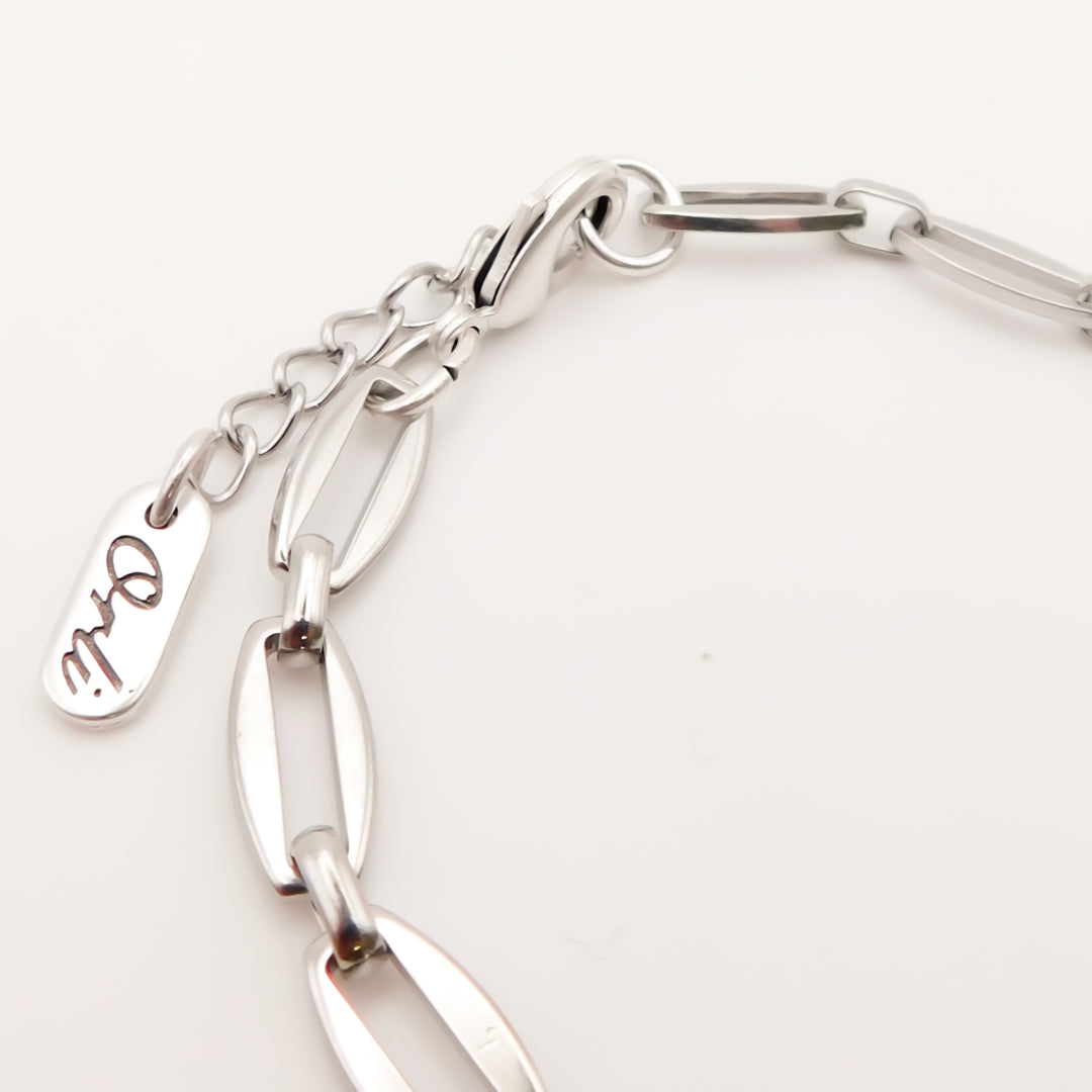 Azure - Long Link Bracelet with Crystal, Silver