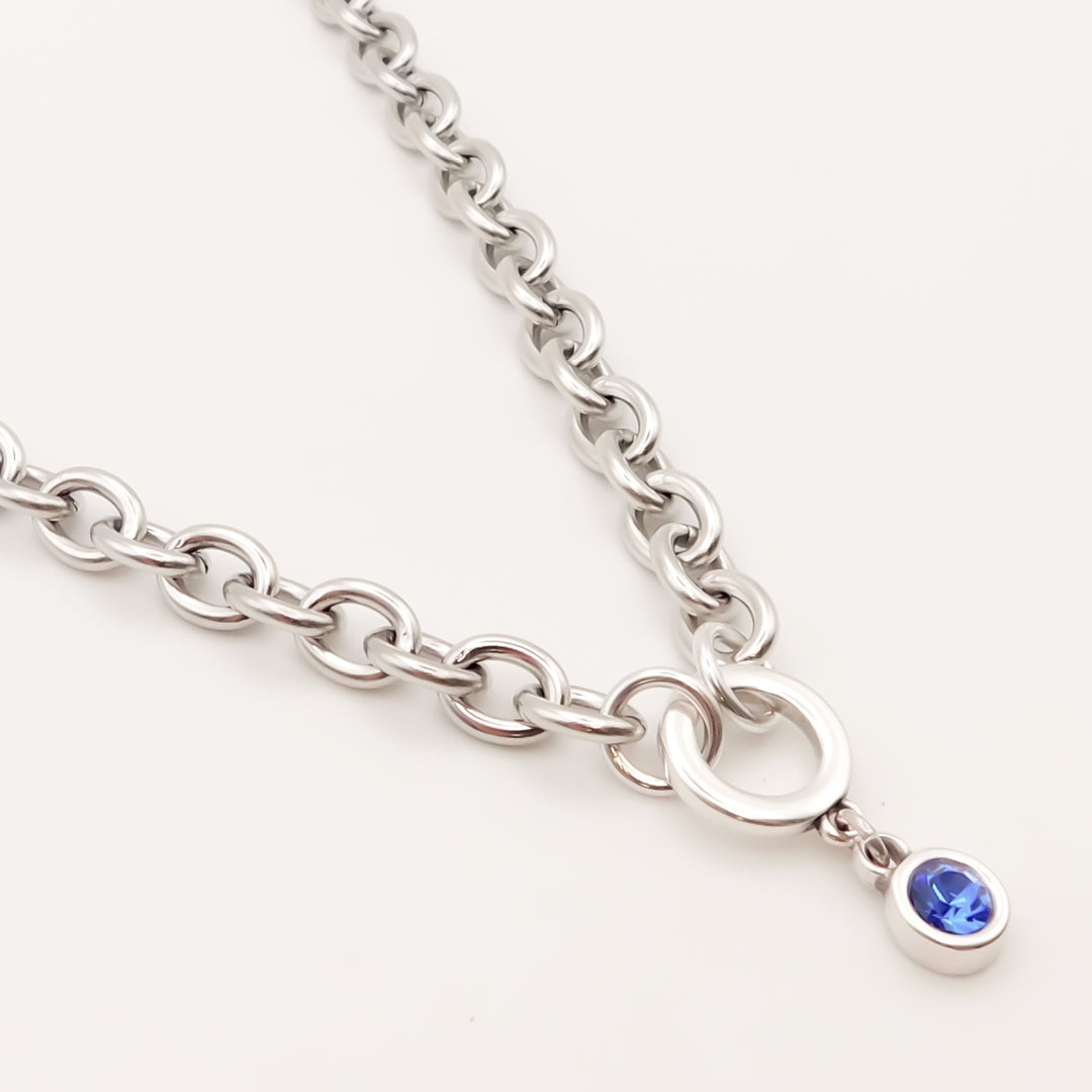 Azure- Chunky Crystal Necklace, Silver