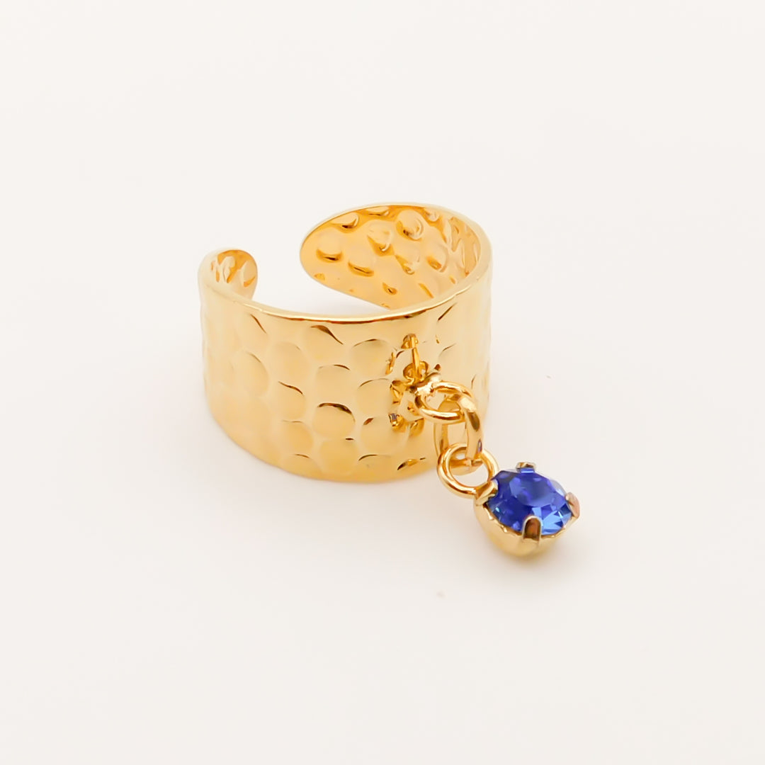 Azure- Hammered Charm Ring, Gold