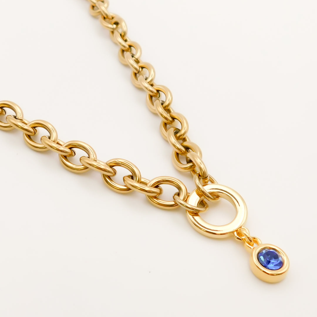 Azure- Chunky Crystal Necklace, Gold