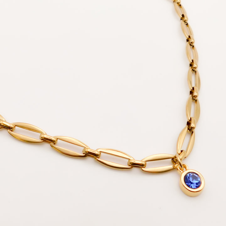 Azure- Long Link Necklace, Gold
