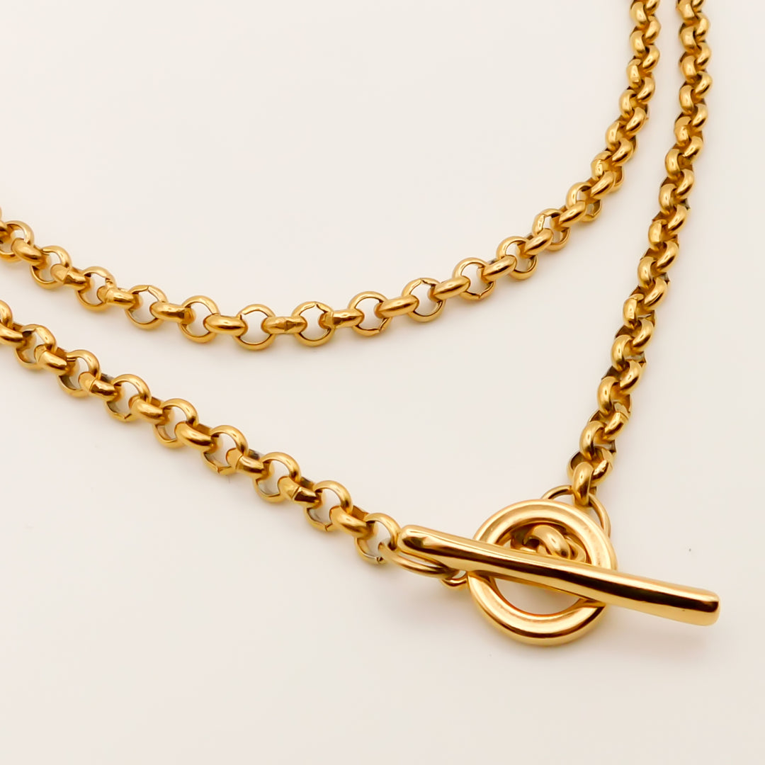 Reese Double Wrap T-bar Necklace, Gold