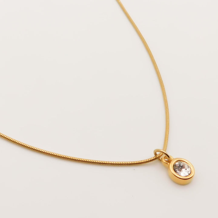 Personalised Birthstone Snake Chain Necklace, Gold