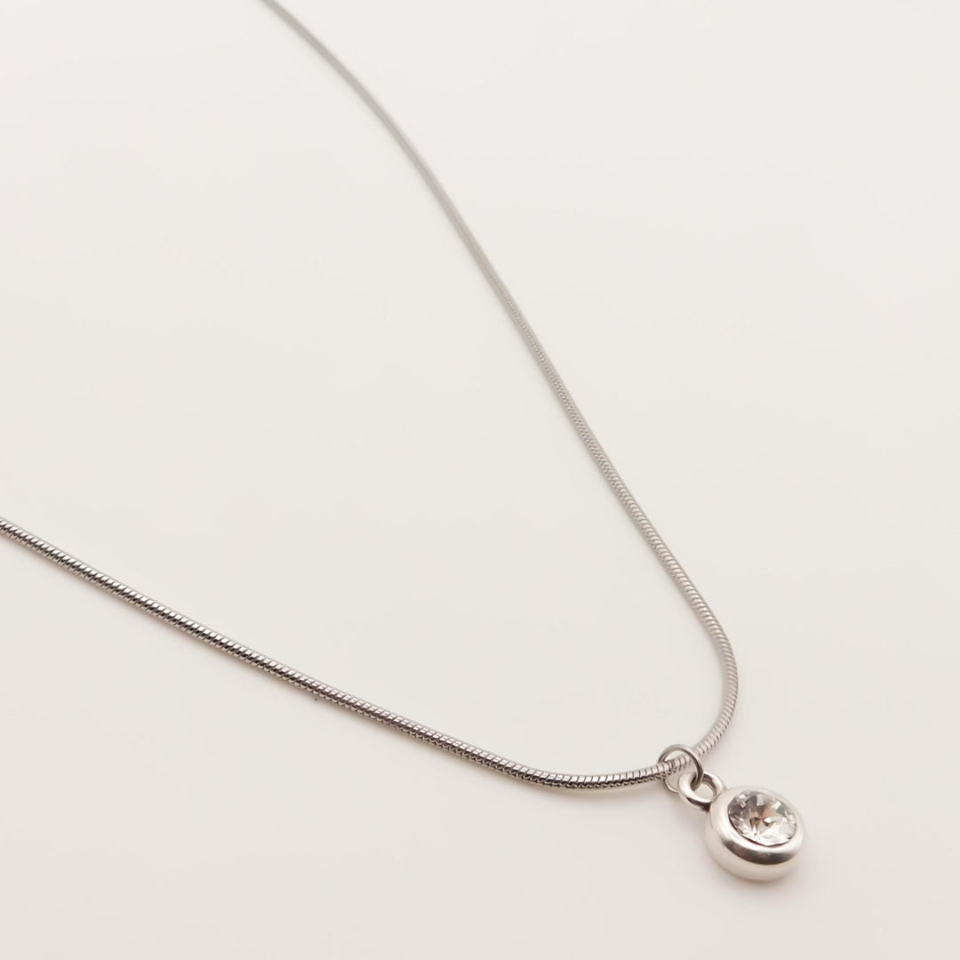 Personalised Birthstone Snake Chain Necklace, Silver