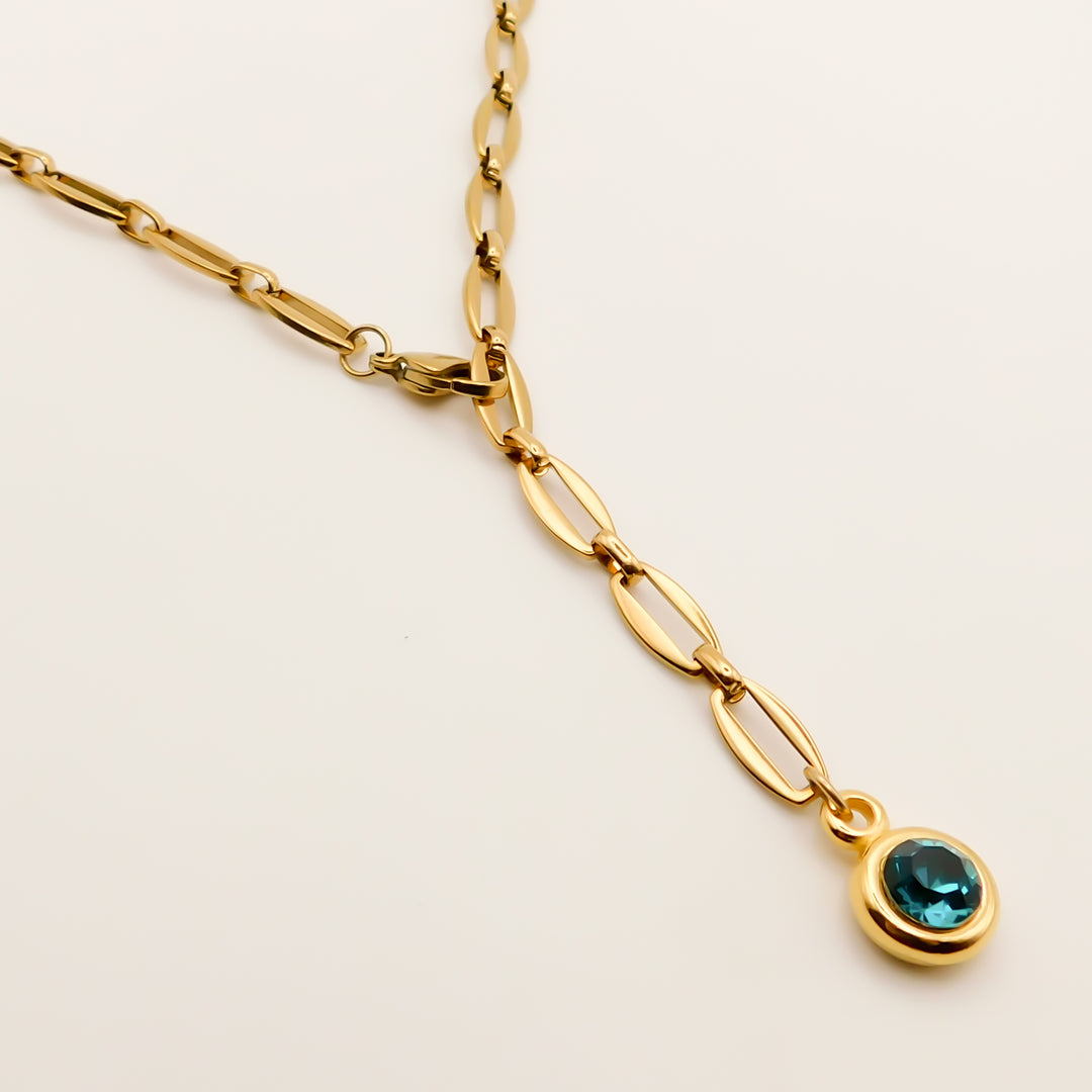 Flash Sale, Long Link Crystal Adjustable Necklace, Gold