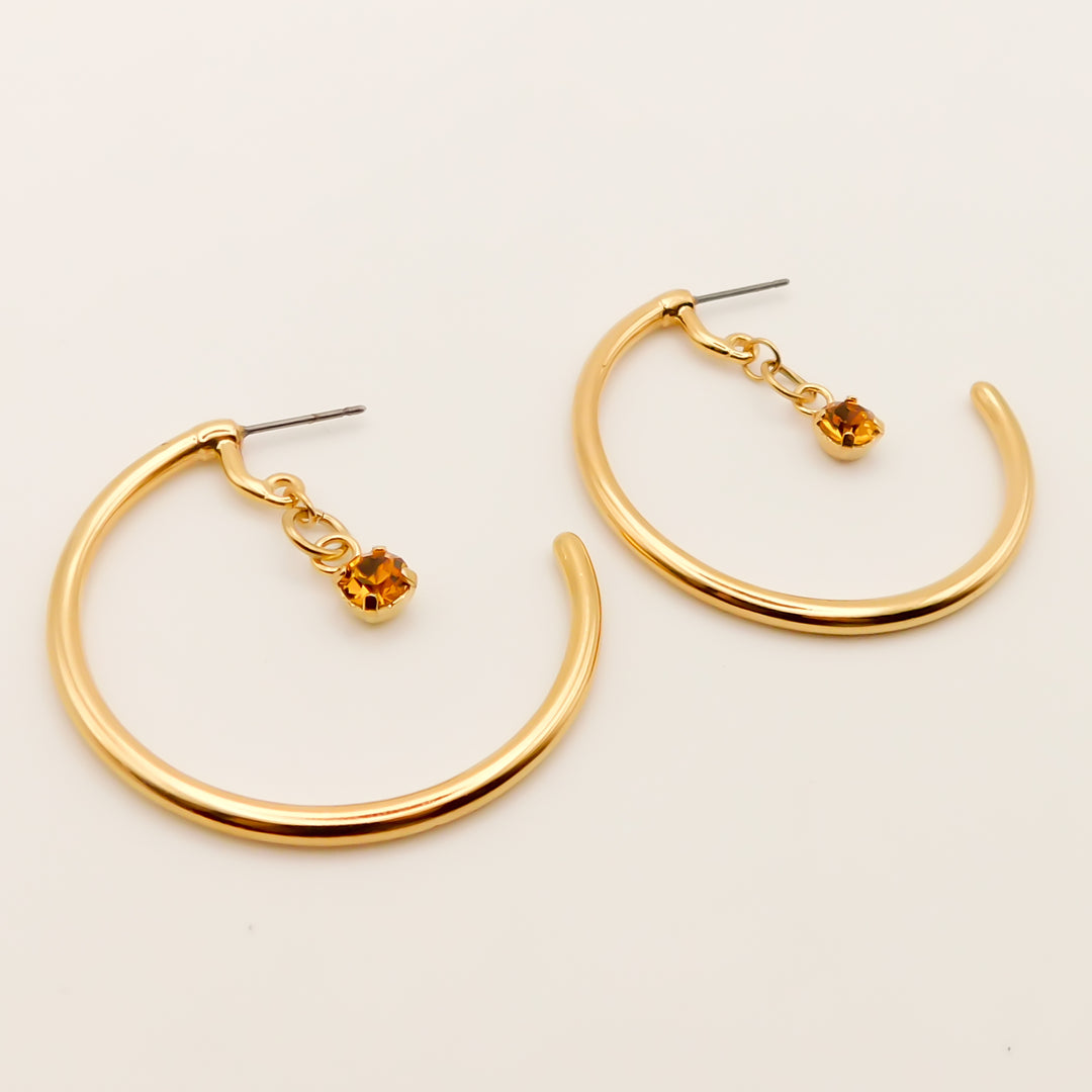 Outlet- Darcie Personalised Crystal Hoops, Gold