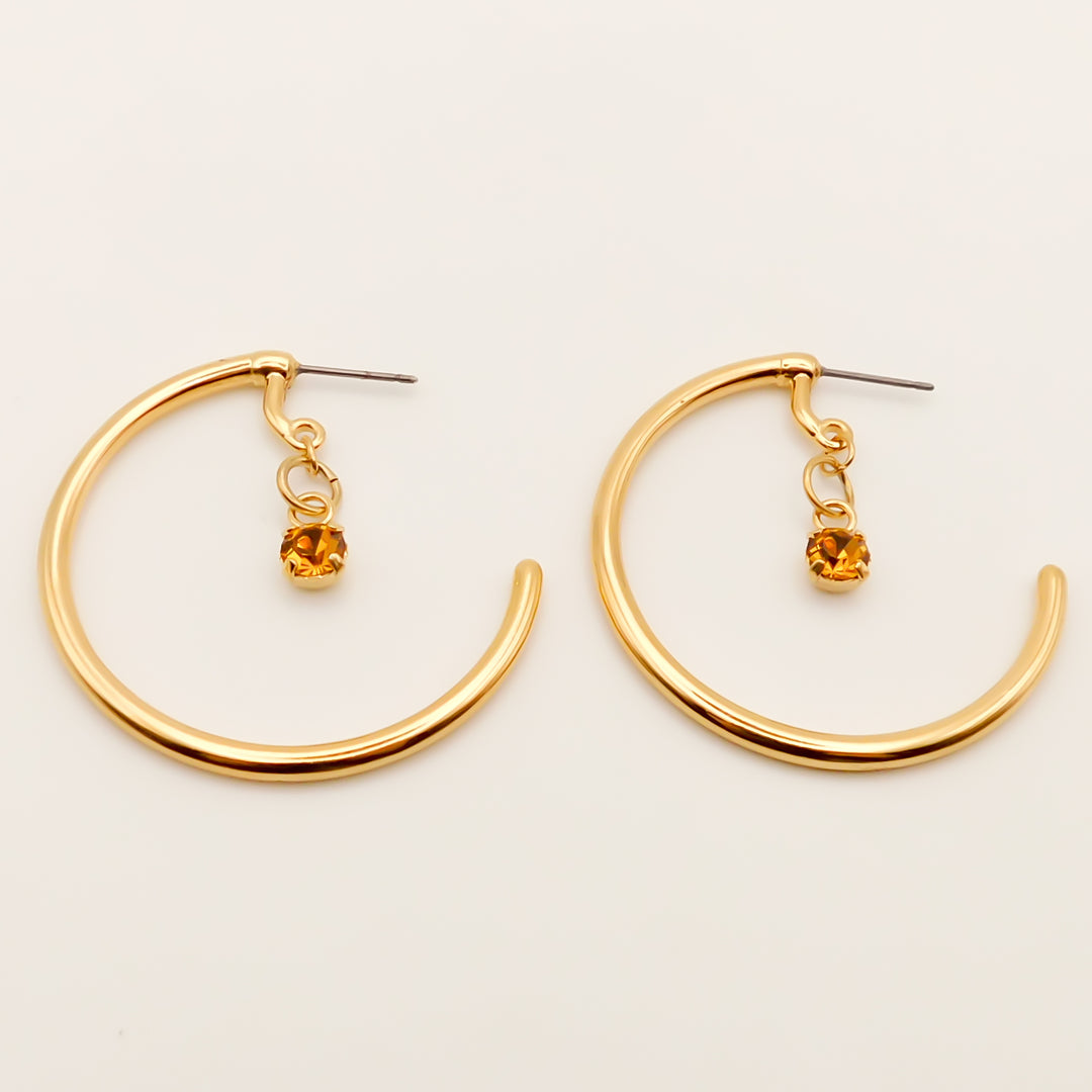 Outlet- Darcie Personalised Crystal Hoops, Gold