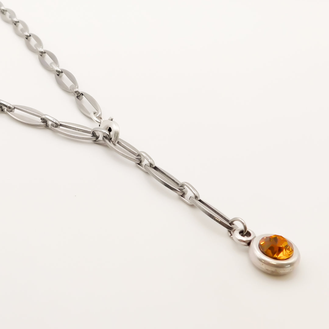 Flash Sale, Long Link Topaz Crystal Adjustable Necklace
