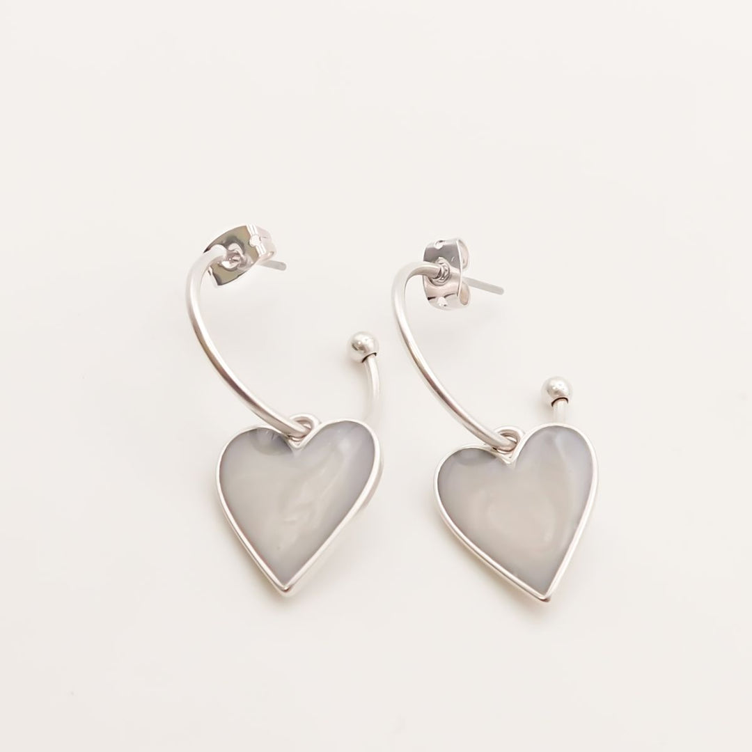 Marble Heart Hoop Earrings