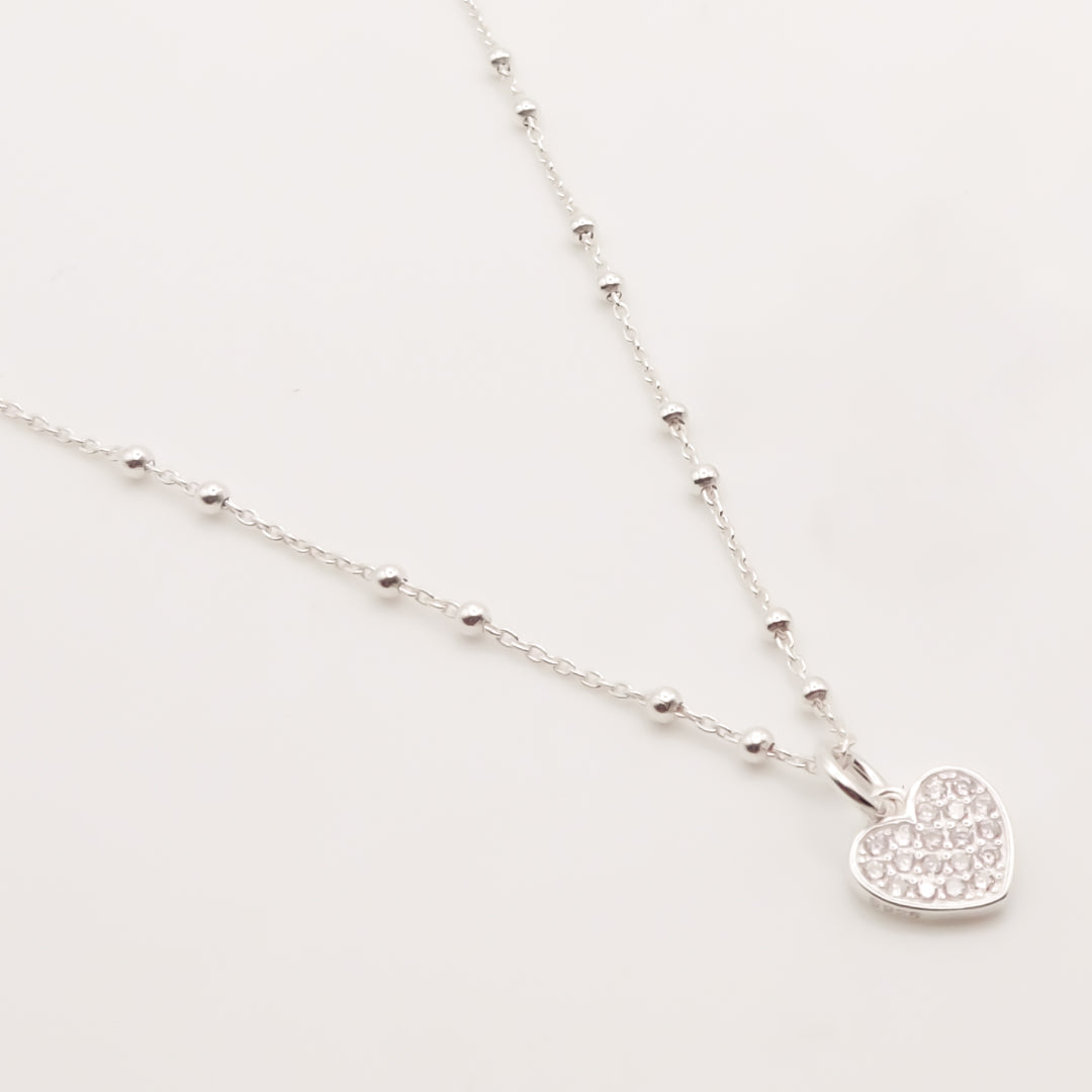 Sterling Silver Bobble Chain Holly Heart Necklace