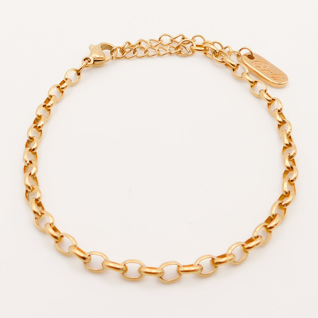 Maya Oval Rolo Chain Bracelet, Gold