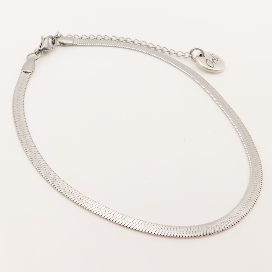 Snake Chain Anklet, Silver