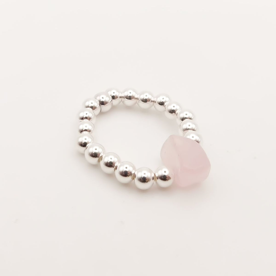 Flash Sale, Semi-Precious Stone Bead Ring, Rose Quartz or Turquoise