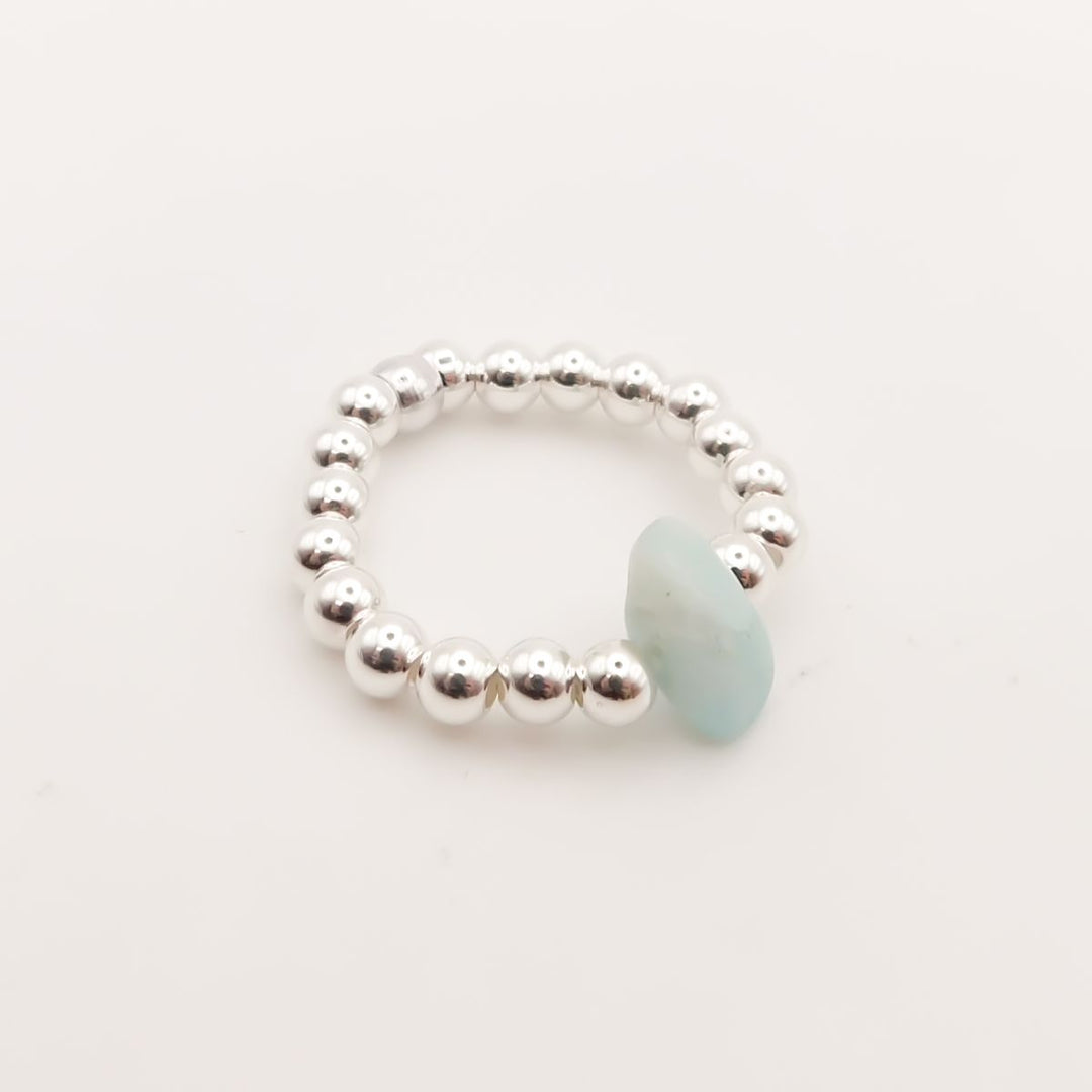 Flash Sale, Semi-Precious Stone Bead Ring, Rose Quartz or Turquoise
