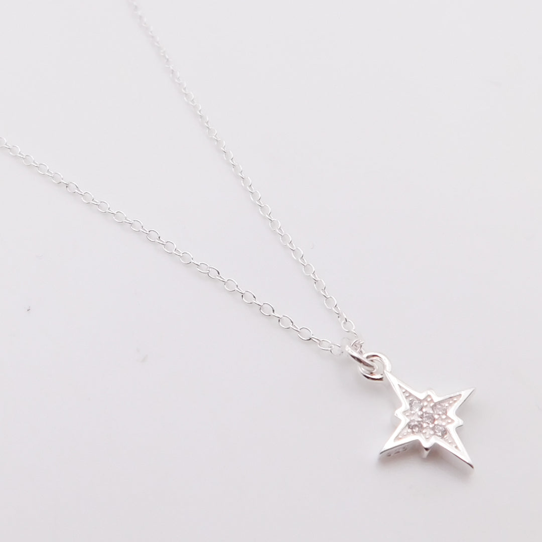 Flash Sale, Sterling Silver Starburst Fine Chain Necklace