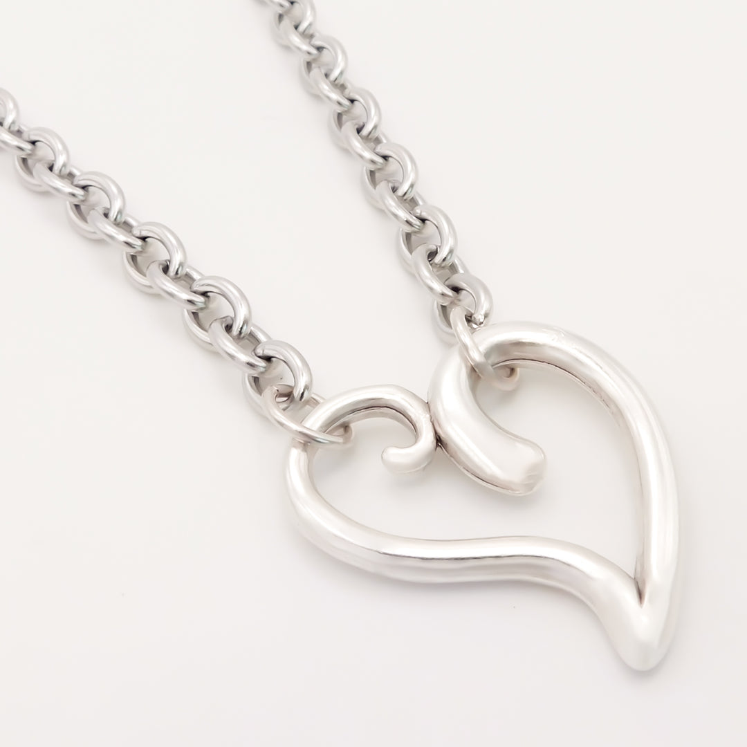 Amor, Louisa Chunky Heart Necklace, Silver