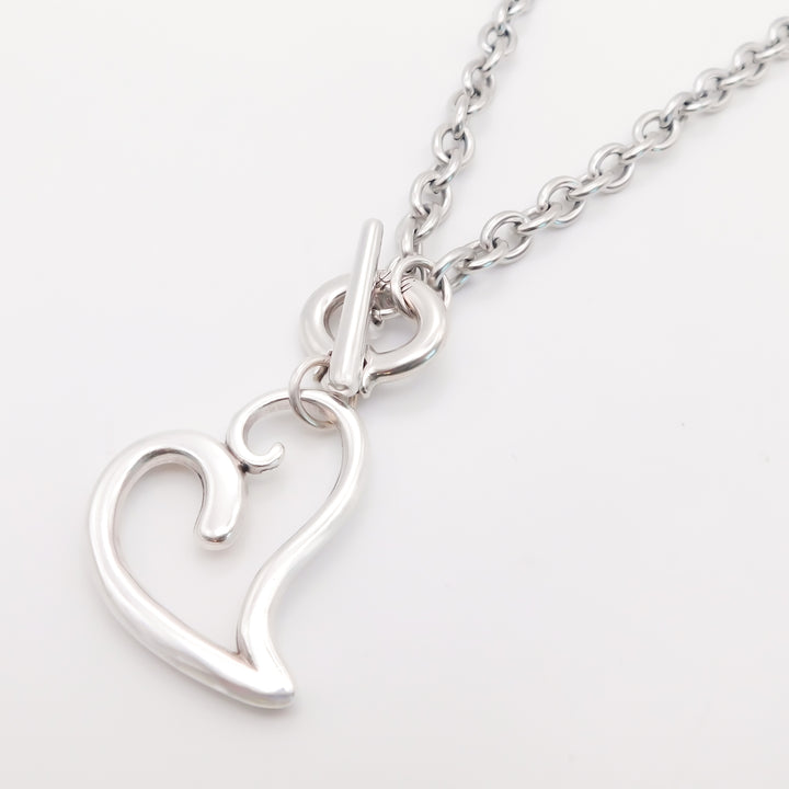 Amor, Louisa Chunky Heart T-bar Necklace, Silver