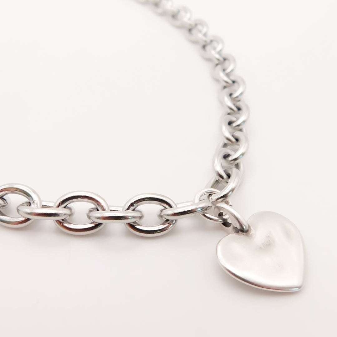 Hayley Heart Chunky Necklace, Silver
