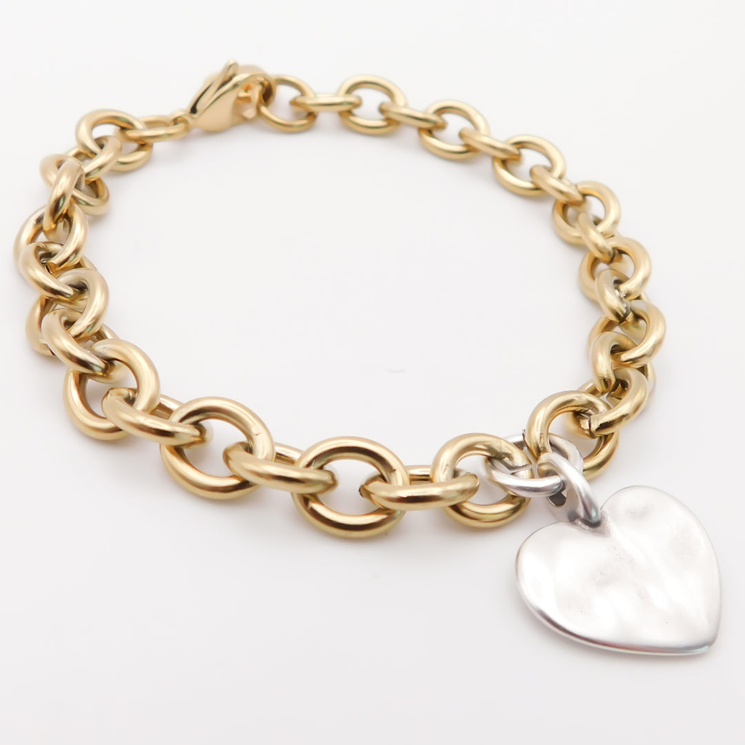 Hayley Heart Chunky Bracelet, Gold and Silver