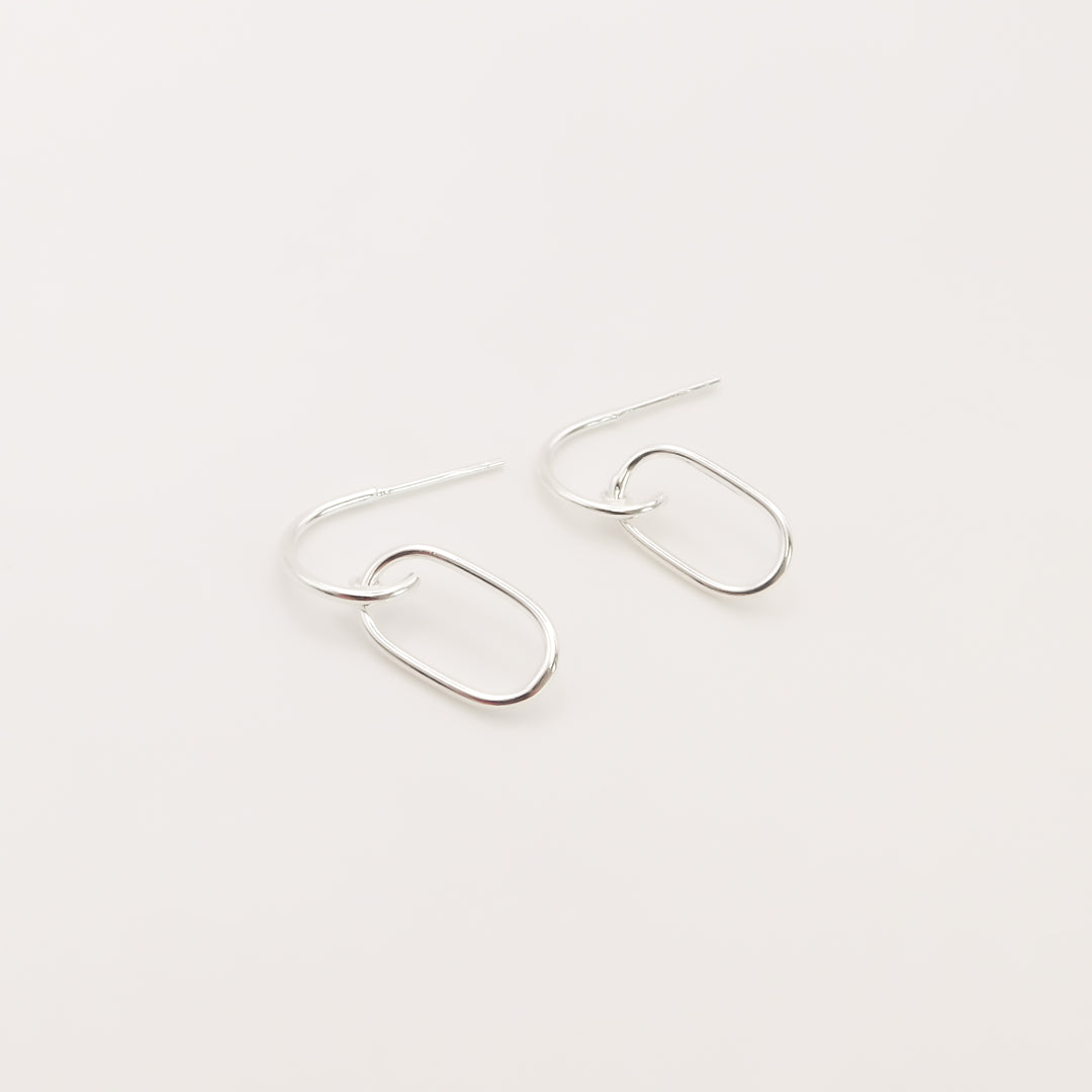 Sterling Silver Oval Drop Studs