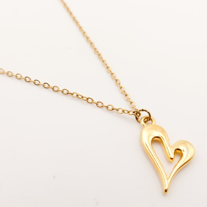 Open Curved Heart Fine Chain Necklace, Gold