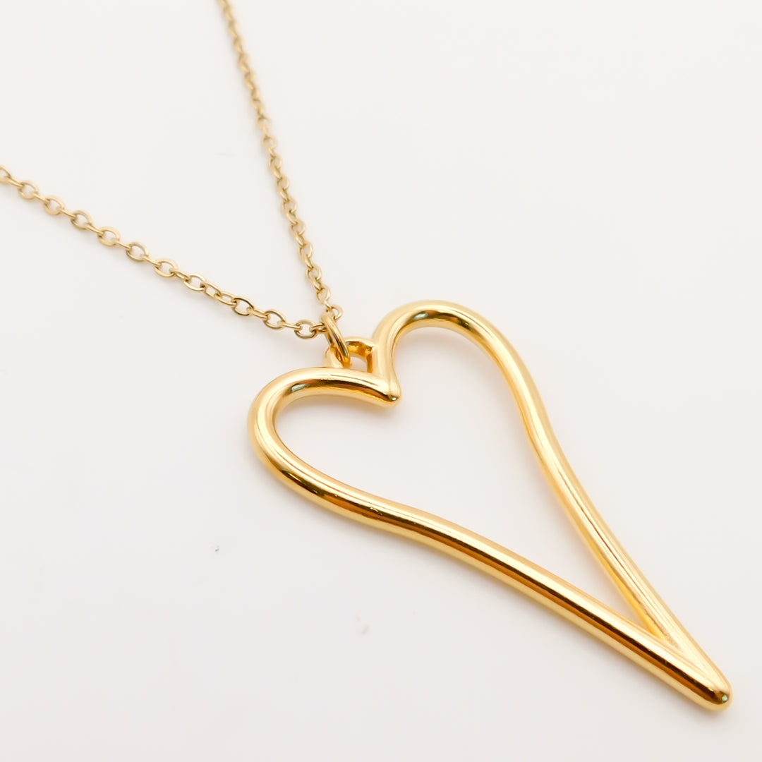 Hourglass Open Heart Fine Chain Necklace, Gold