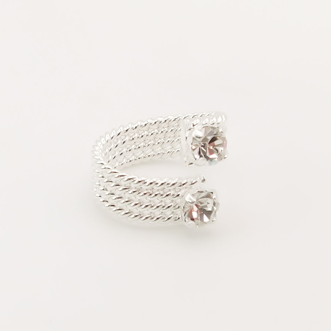 Flash Sale, Twisted twin Crystal Ring, Silver