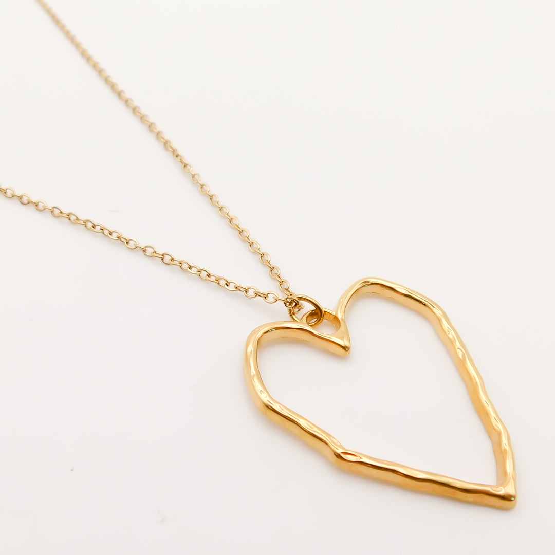 Geometric Heart Fine Chain Necklace, Gold