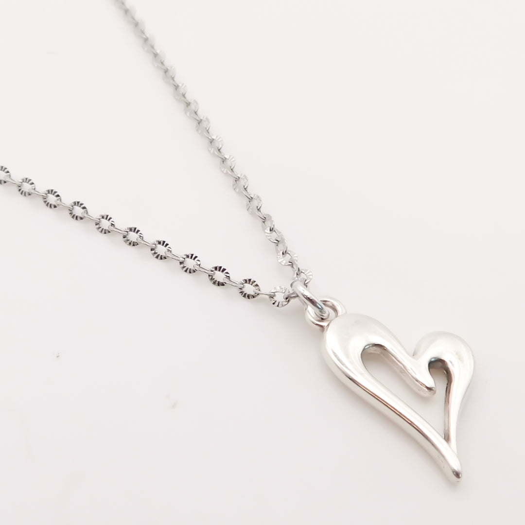 Open Curved Heart Fine Chain Necklace