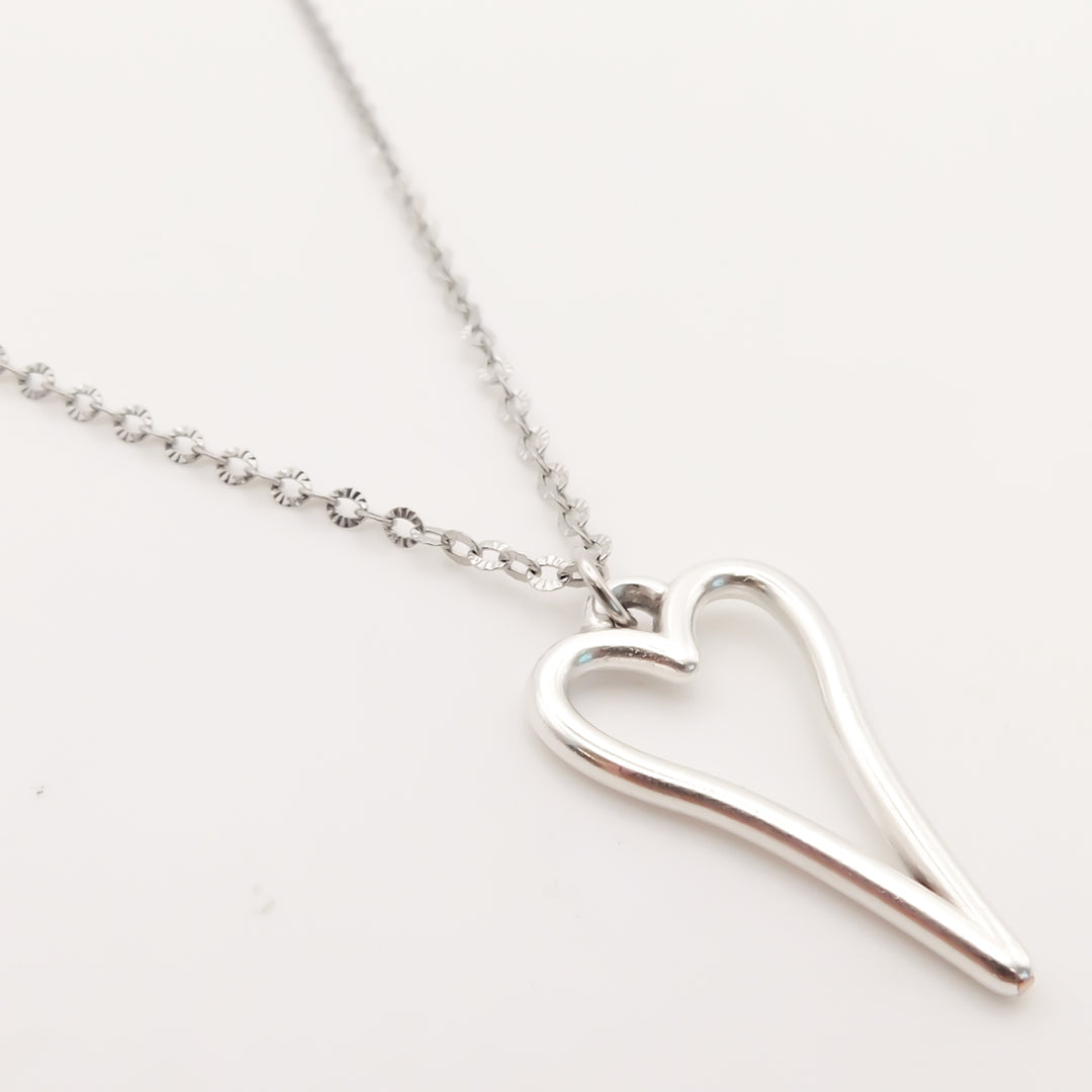 Mini Open Hourglass Heart Fine Chain Necklace