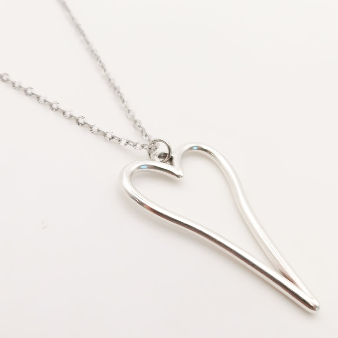 Hourglass Open Heart Fine Chain Necklace