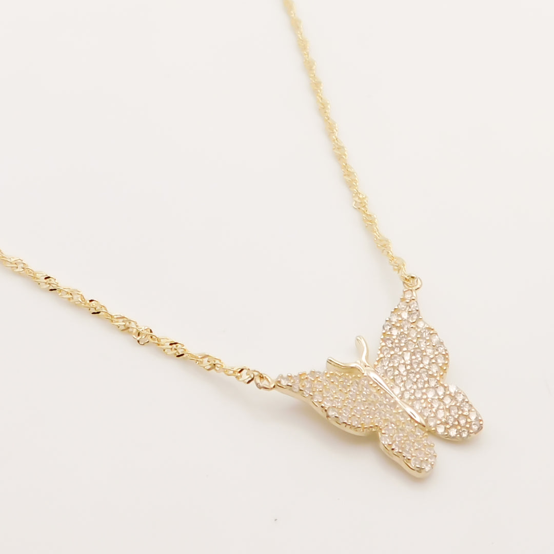 Flash Sale, Sterling Silver Caria Crystal Butterfly Necklace, Gold